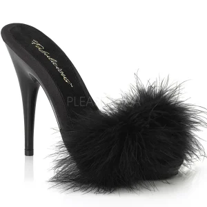 Noir 13 cm POISE-501F plumes de marabout Mules Chaussures