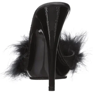 Noir 13 cm POISE-501F plumes de marabout Mules Chaussures