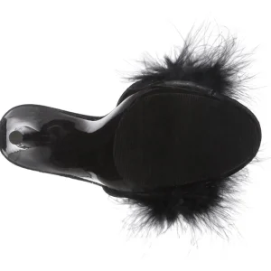 Noir 13 cm POISE-501F plumes de marabout Mules Chaussures