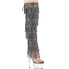 Noir 18 cm pole dance exotic botte overknee plateforme frangees strass