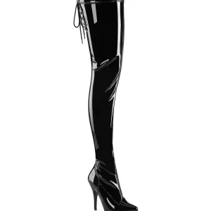 Noir 13 cm SEDUCE-4000SLT Vinyle plateforme bottes cuissardes crotch haute