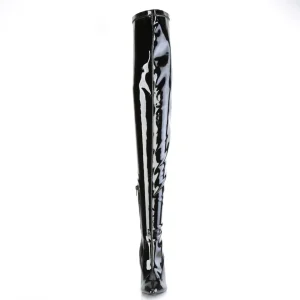 Noir 13 cm SEDUCE-4000SLT Vinyle plateforme bottes cuissardes crotch haute