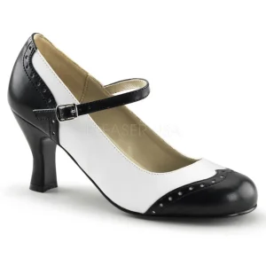 Noir Blanc 7,5 cm retro vintage FLAPPER-25 escarpins à talons hauts
