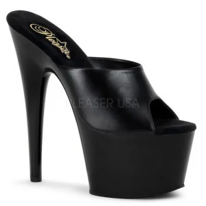 Noir Cuir 18 cm ADORE-701 Plateforme Mules Hautes