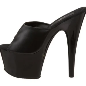 Noir Cuir 18 cm ADORE-701 Plateforme Mules Hautes