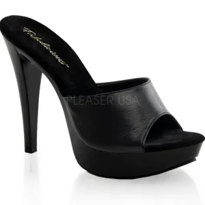 Noir Cuir 14 cm COCKTAIL-501L Pantoufles Talons Hauts
