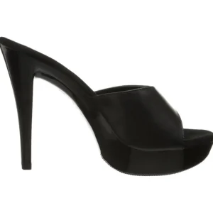 Noir Cuir 14 cm COCKTAIL-501L Pantoufles Talons Hauts