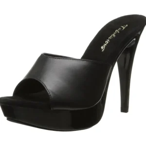 Noir Cuir 14 cm COCKTAIL-501L Pantoufles Talons Hauts