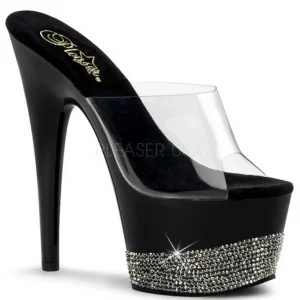 Noir Diamant 18 cm Pleaser ADORE-701-3 Mules Talons Aiguilles