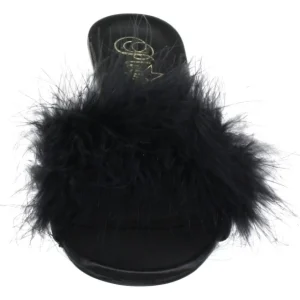 Noir Plumes 8 cm AMOUR-03 Chaussures Mules pour Hommes
