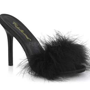 Noir Plumes 10 cm CLASSIQUE-01F Chaussures Mules pour Hommes