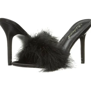 Noir Plumes 10 cm CLASSIQUE-01F Chaussures Mules pour Hommes
