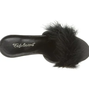 Noir Plumes 10 cm CLASSIQUE-01F Chaussures Mules pour Hommes