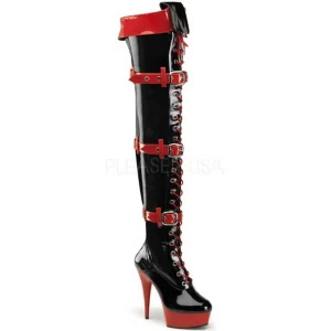 Noir Rouge 15,5 cm MEDIC-3028 Cuissardes Bottes Plateforme