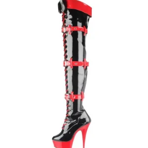 Noir Rouge 15,5 cm MEDIC-3028 Cuissardes Bottes Plateforme