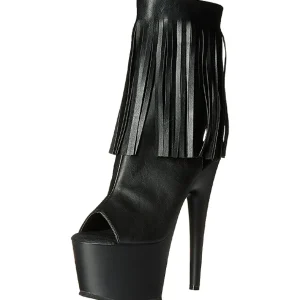 Noir Similicuir 18 cm ADORE-1019 bottines a frangees pour femmes a talon