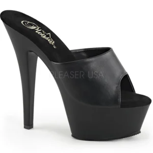 Noir Similicuir 15,5 cm KISS-201 Plateforme Mules Hautes
