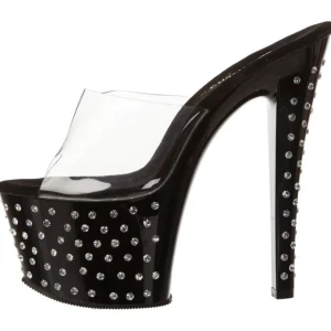 Noir Strass Platform 18 cm STARDUST-701 Mules Talons Hauts