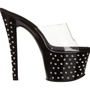 Noir Strass Platform 18 cm STARDUST-701 Mules Talons Hauts