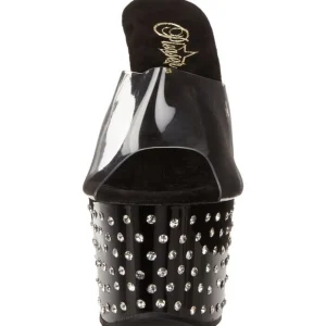 Noir Strass Platform 18 cm STARDUST-701 Mules Talons Hauts