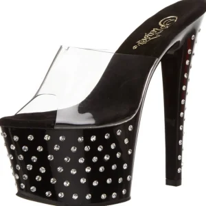 Noir Strass Platform 18 cm STARDUST-701 Mules Talons Hauts