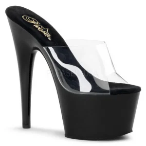 Noir Transparent 18 cm ADORE-701 Plateforme Mules Hautes