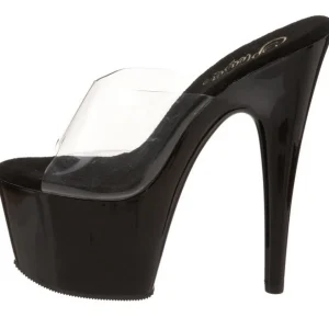 Noir Transparent 18 cm ADORE-701 Plateforme Mules Hautes