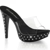 Noir Transparent 14 cm COCKTAIL-501SDT Mules Haut Talon Glitzee