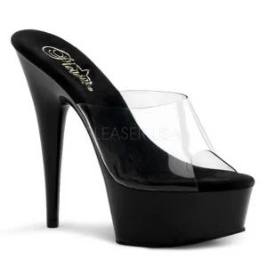 Noir Transparent 15,5 cm DELIGHT-601 Plateforme Mules Hautes