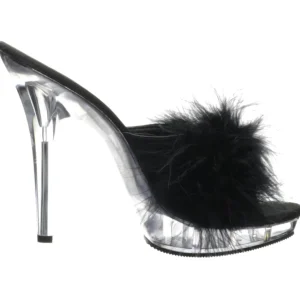 Noir Transparent 13 cm Fabulicious LIP-101-8 Plateforme Mules Hautes