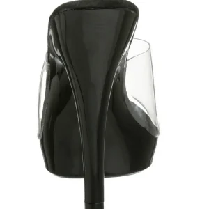 Noir Transparent 13 cm Fabulicious LIP-101 Mules Talons Aiguilles