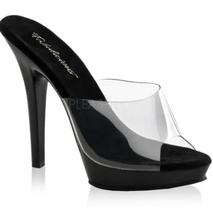 Noir Transparent 13 cm Fabulicious LIP-101 Mules Talons Aiguilles