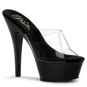 Noir Transparent 15,5 cm KISS-201 Plateforme Mules Hautes