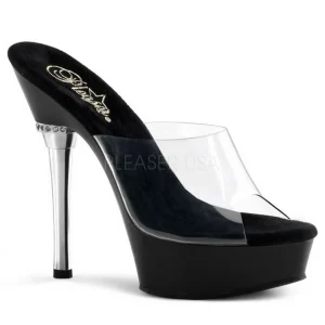 Noir Transparent 14 cm Pleaser ALLURE-601 Mules Talons Aiguilles