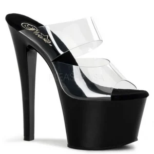 Noir Transparent 18 cm SKY-302 Plateau Mules Talons Hauts