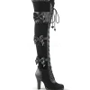 Noir Velours 9,5 cm GLAM-300 Bottes Cuissardes Talons Hauts