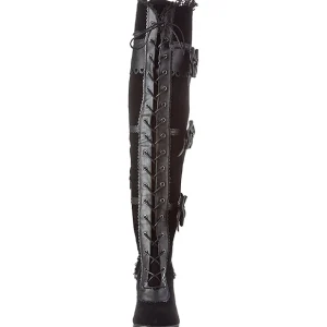Noir Velours 9,5 cm GLAM-300 Bottes Cuissardes Talons Hauts