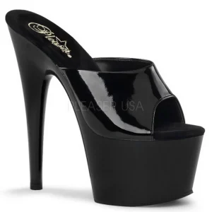 Noir Verni 18 cm ADORE-701 Plateforme Mules Hautes