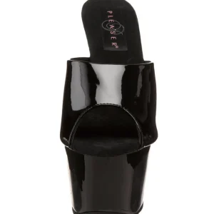 Noir Verni 18 cm ADORE-701 Plateforme Mules Hautes