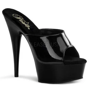Noir Verni 15,5 cm DELIGHT-601 Plateforme Mules Hautes