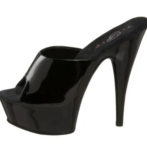 Noir Verni 15,5 cm DELIGHT-601 Plateforme Mules Hautes