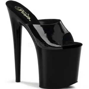 Noir Verni 20 cm FLAMINGO-801 Pantoufles Talons Hauts