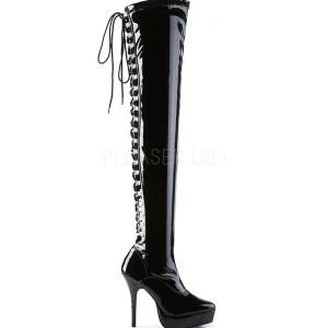 Noir Verni 13,5 cm INDULGE-3063 Bottes Cuissardes Talons Hauts