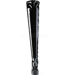 Noir Verni 13,5 cm INDULGE-3063 Bottes Cuissardes Talons Hauts