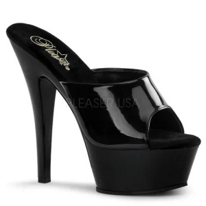 Noir Verni 15 cm KISS-201 Plateforme Mules Hautes