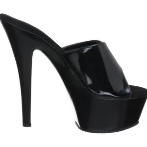 Noir Verni 15 cm KISS-201 Plateforme Mules Hautes