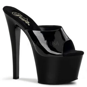 Noir Verni 18 cm PLEASER SKY-301 Plateforme Mules Hautes