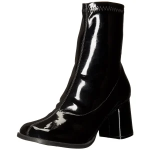 Noirs Verni 7,5 cm GOGO-150 bottines à talons épais stretch