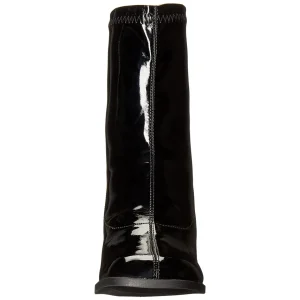 Noirs Verni 7,5 cm GOGO-150 bottines à talons épais stretch