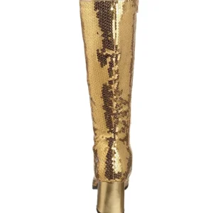 Or Paillettes 8 cm SPECTACUL disco bottes à talon carré années 70